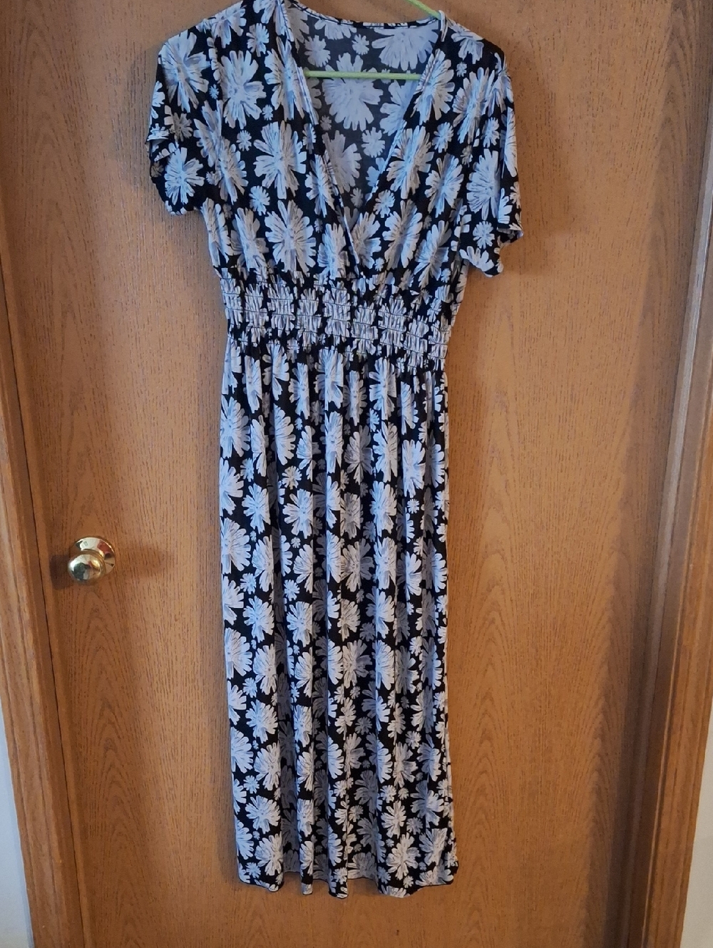 Black Floral Maxi Dress with White Daisy Print